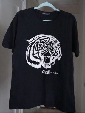 Cavalli Class Man Black Graphic Tiger Tee